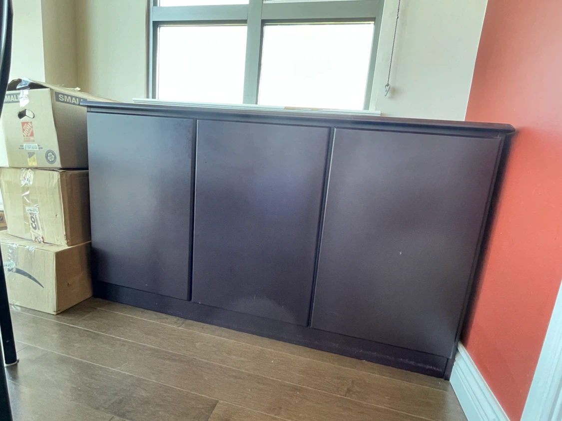 Dark Brown Three-Door Storage Cabinet