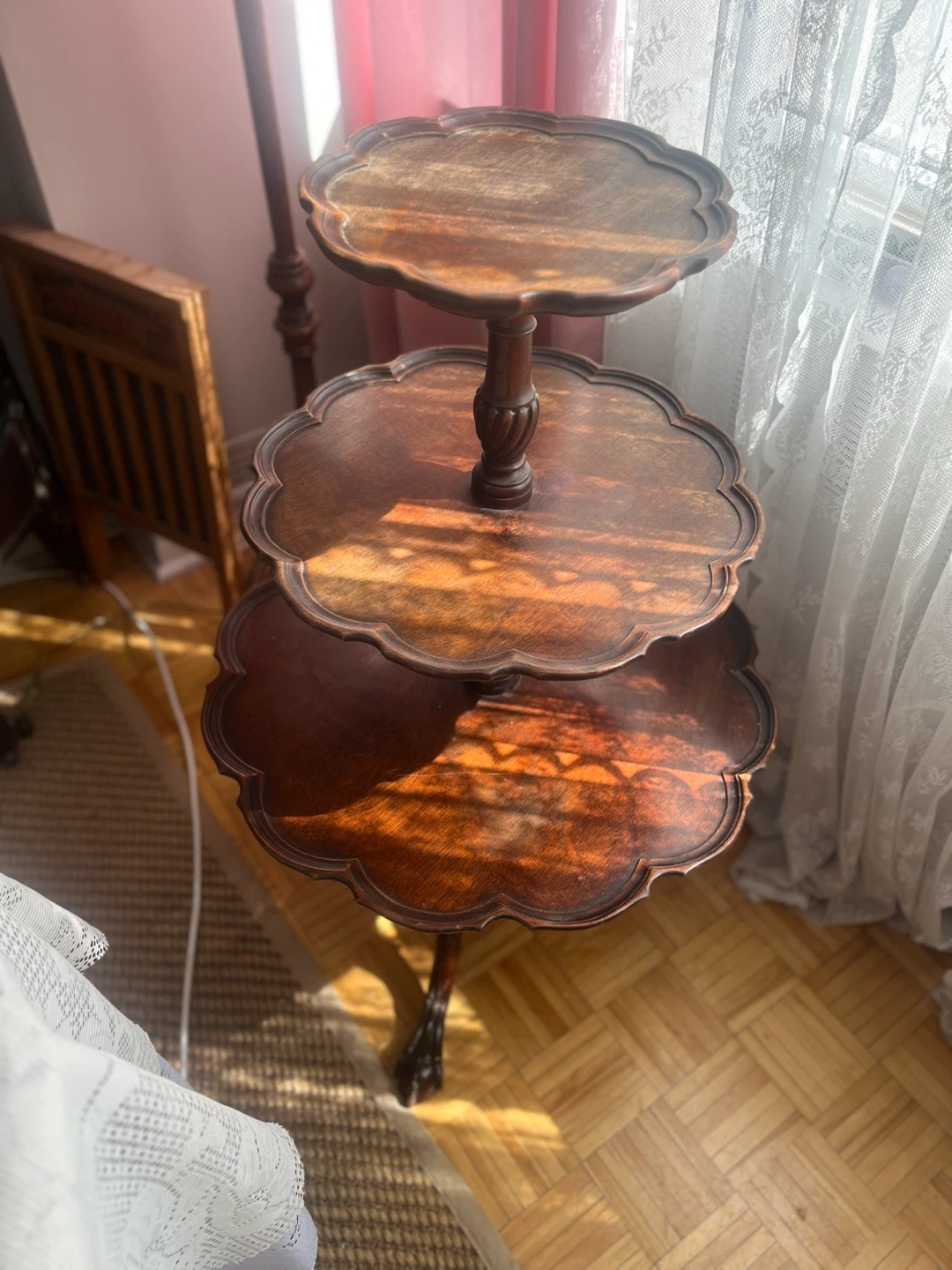 Antique Three-Tier Mahogany Dumbwaiter Table - photo 2
