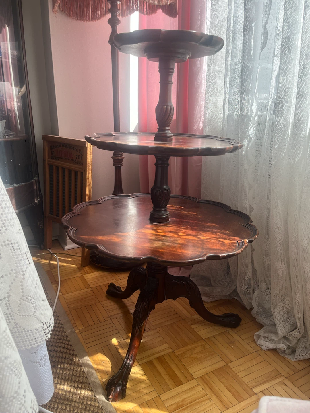 Antique Three-Tier Mahogany Dumbwaiter Table - photo 3