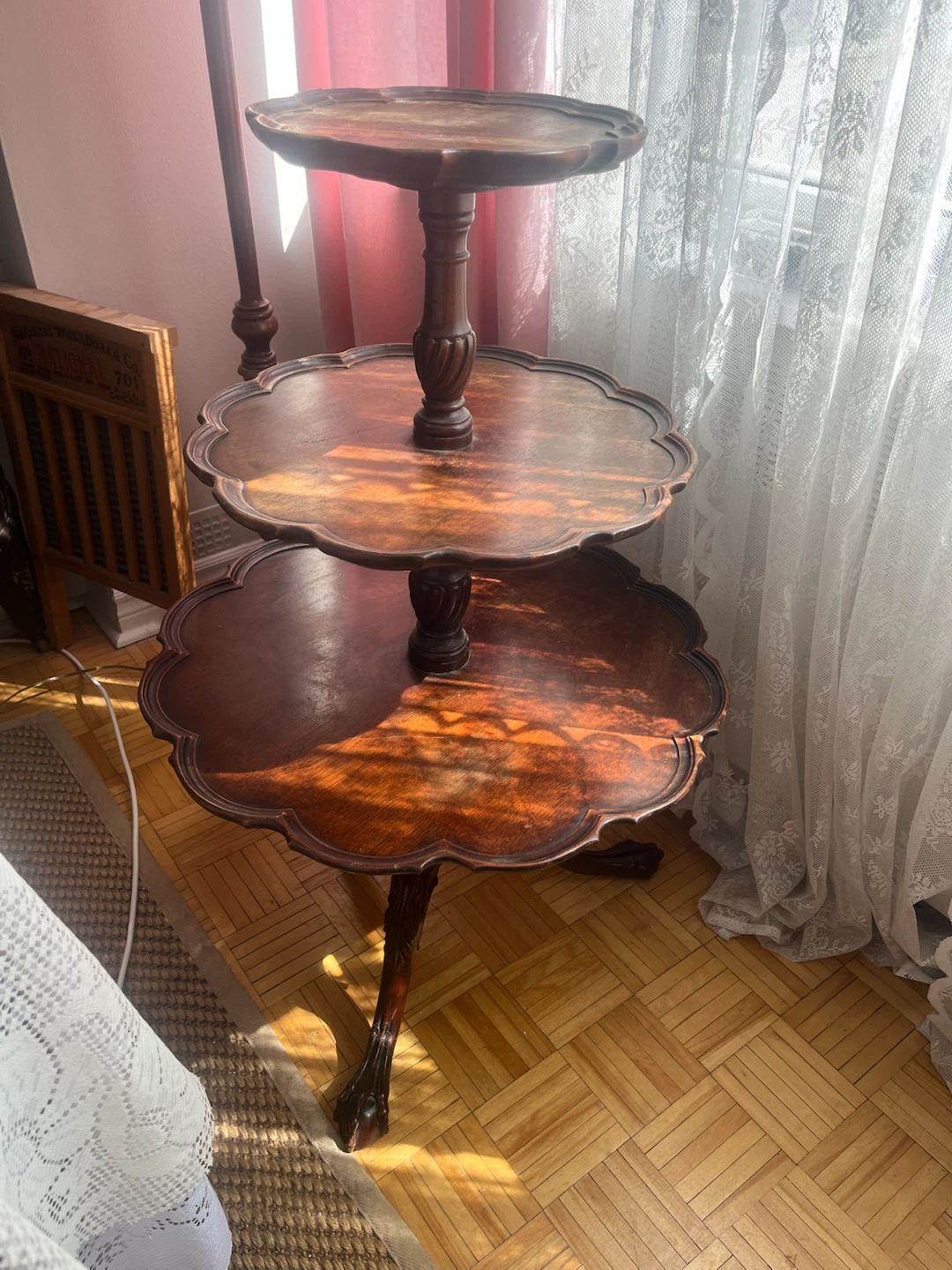 Antique Three-Tier Mahogany Dumbwaiter Table - photo 4