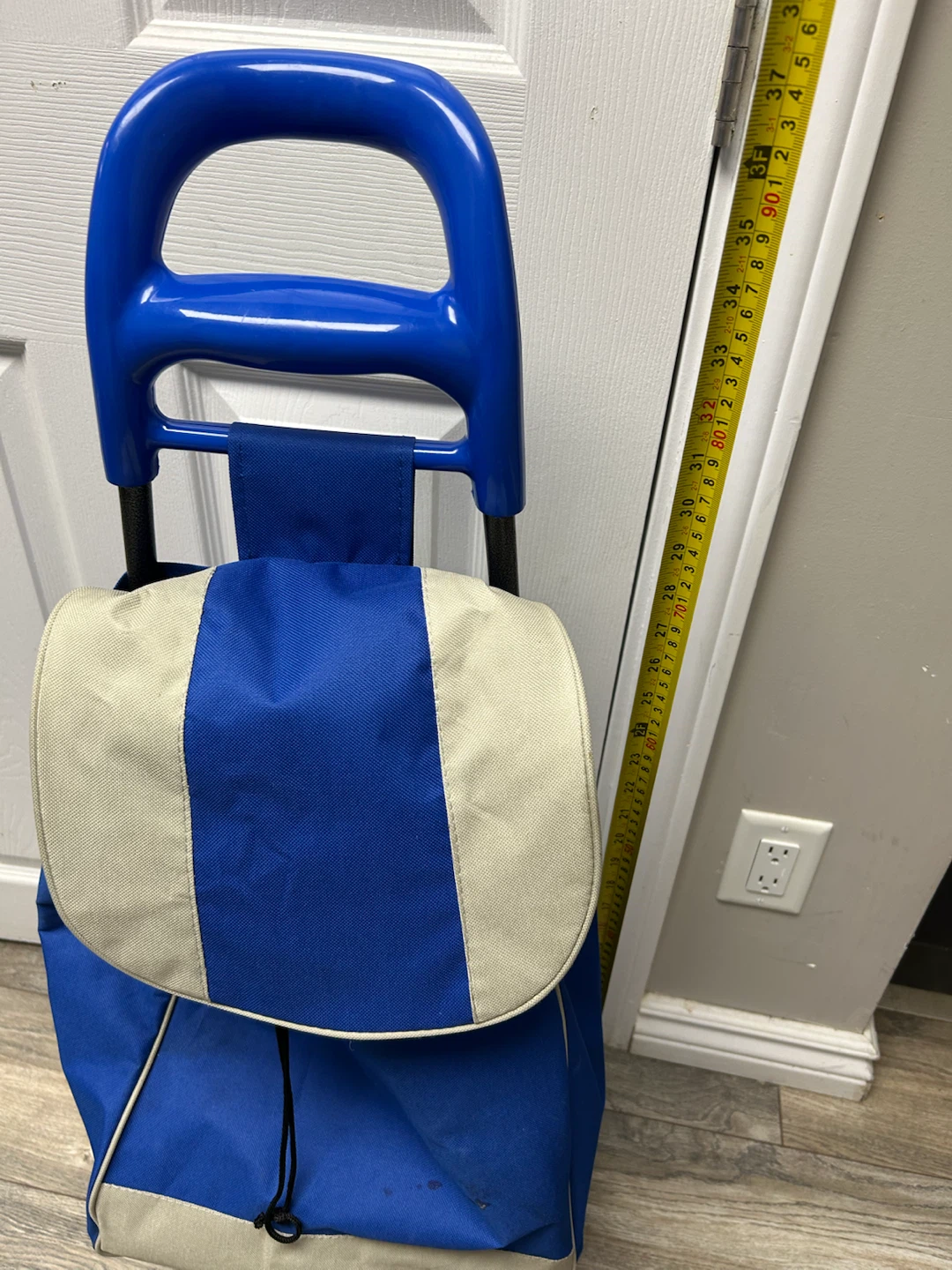 Blue and beige folding shopping trolley - photo 5