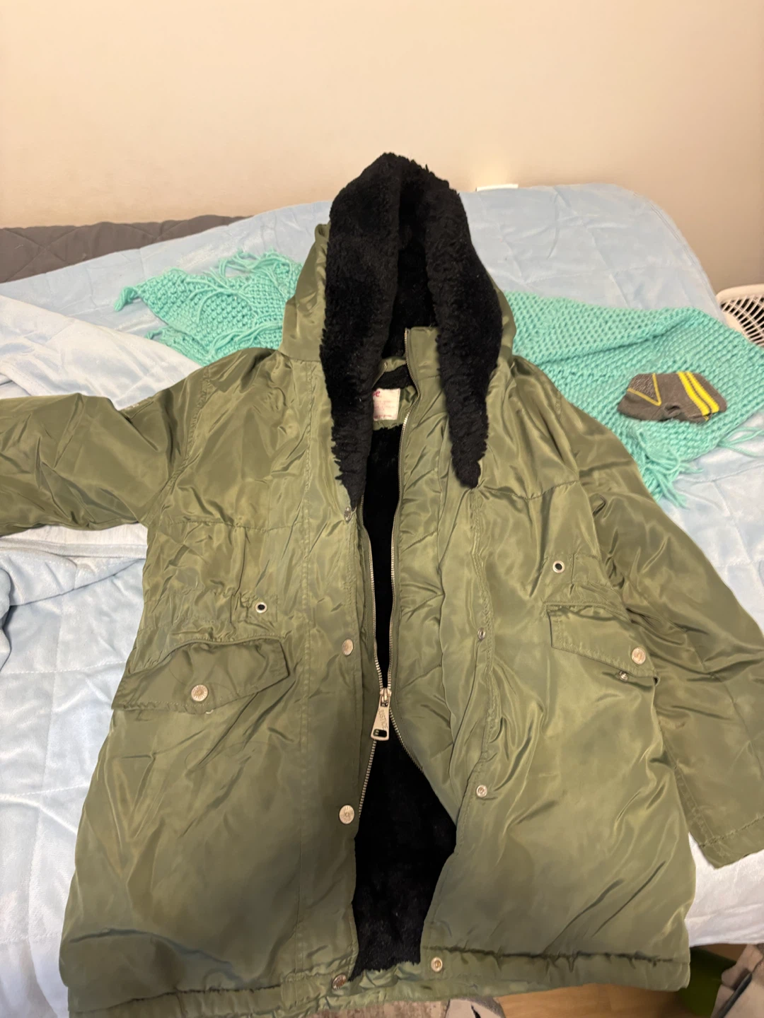 Justice Olive Green Faux Fur Lined Parka - photo 3