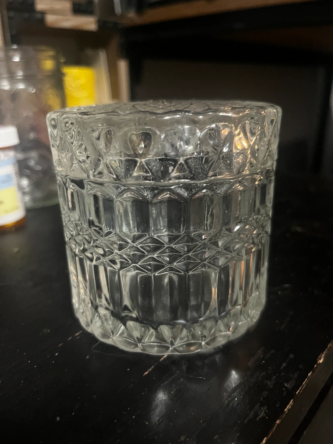 Vintage Crystal Glass Trinket Box