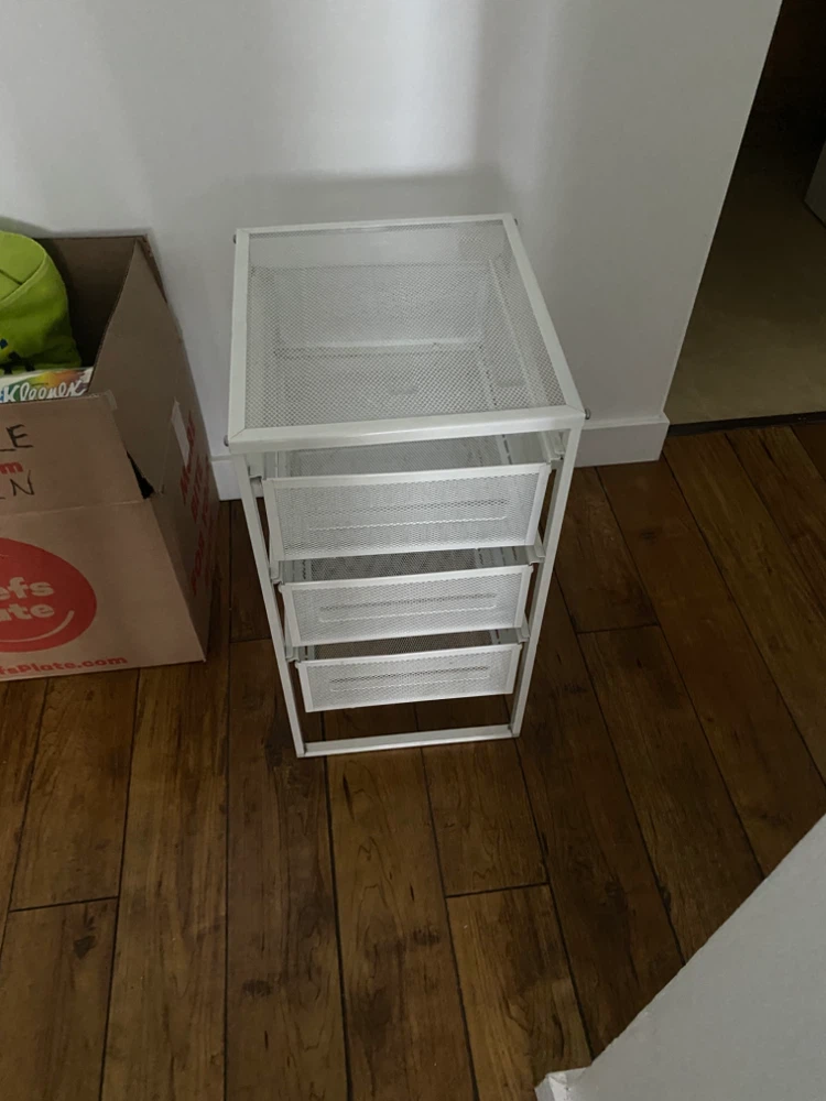 White Mesh Metal Drawer Storage Unit - photo 2
