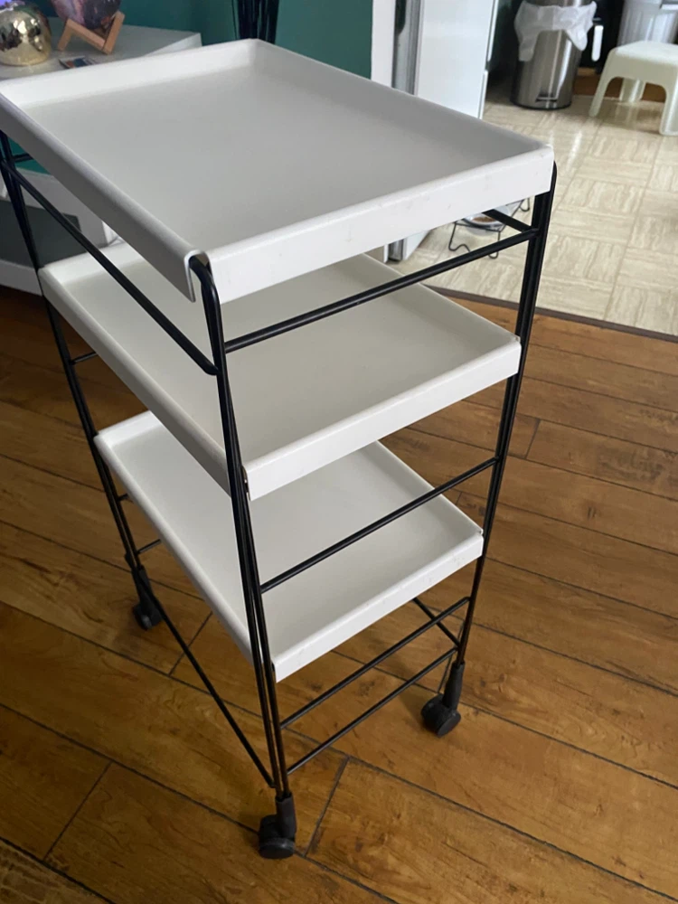 Three-Tier White Rolling Storage Cart