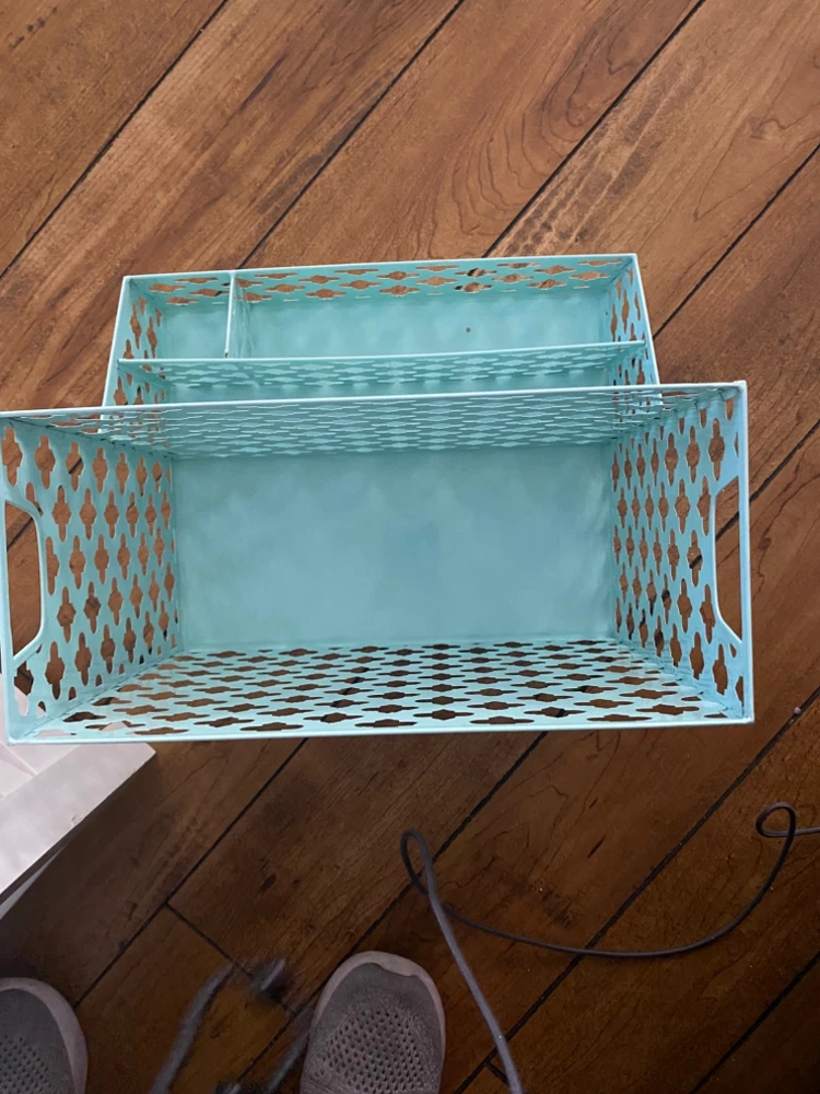 Turquoise metal desk organizer