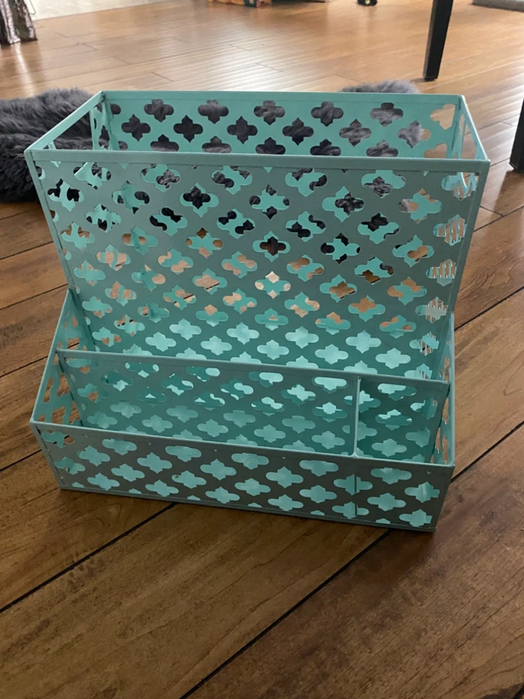 Turquoise metal desk organizer - photo 2