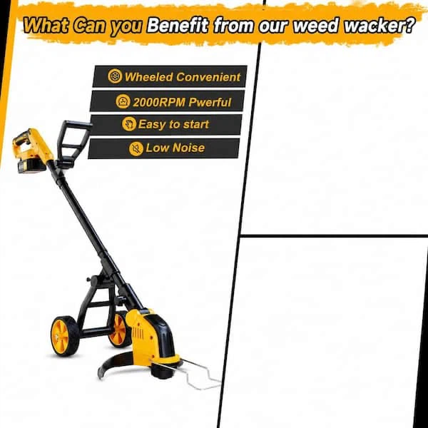 Cordless Electric Weed Wacker with Wheels - photo 2