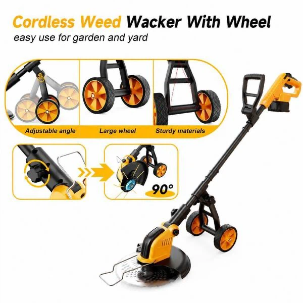 Cordless Electric Weed Wacker with Wheels - photo 5