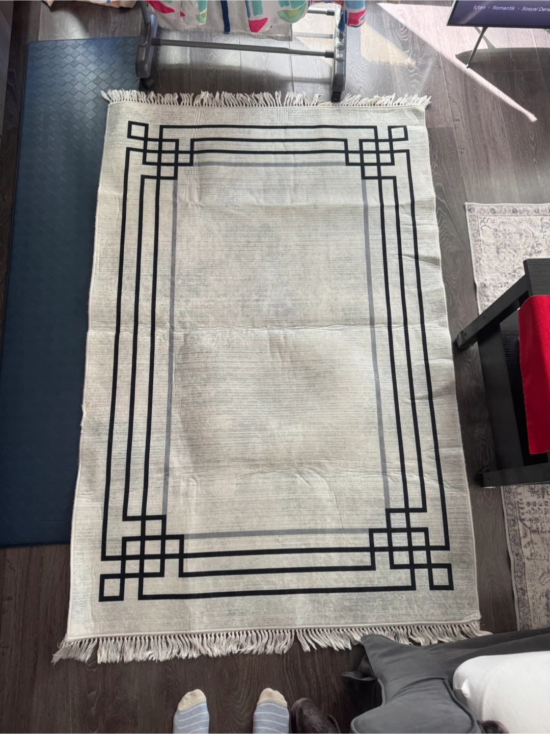 Geometric Pattern Area Rug with Tassels