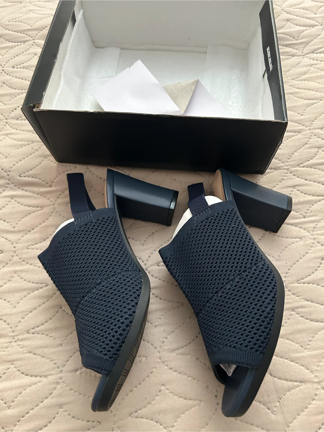 Mysoft Navy Knit Block Heels - photo 2