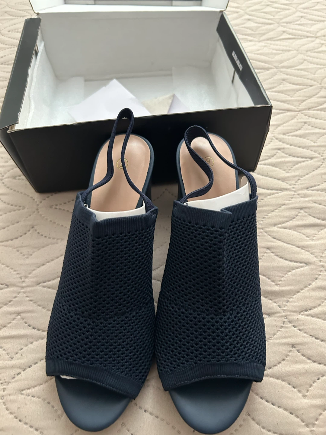 Mysoft Navy Knit Block Heels - photo 3