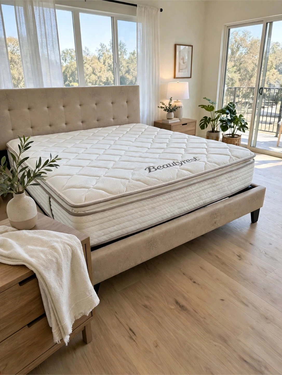 King Size Bed Set – Mattress & Upholstered Bed Frame