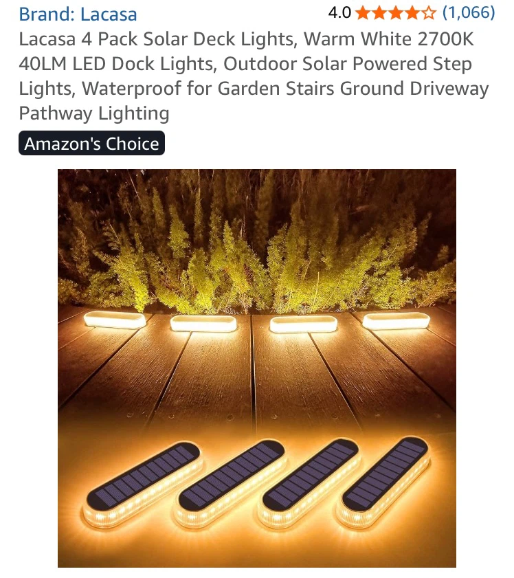 Lacasa 4 Pack Solar Deck Lights - photo 3