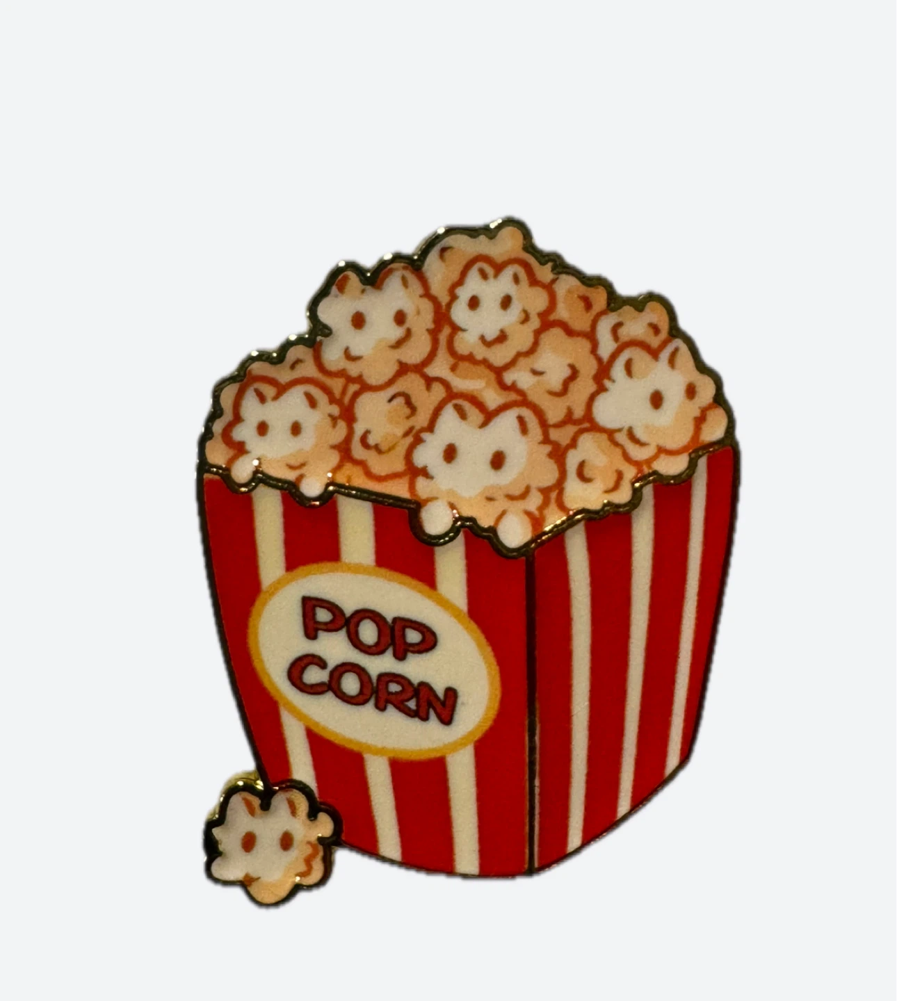 Popcorn cat enamel pin
