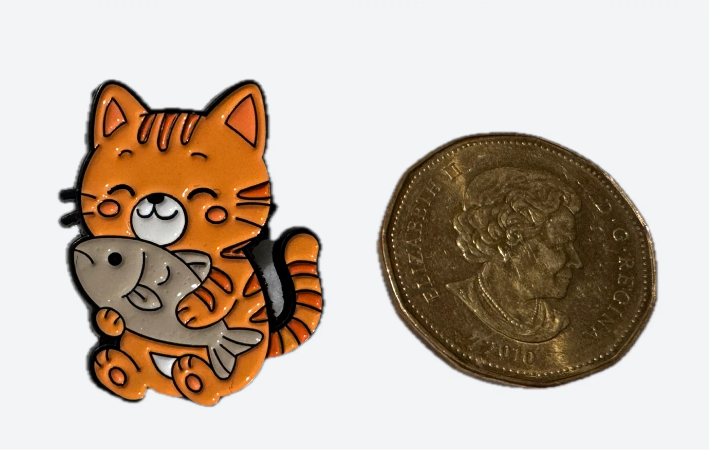 Orange Cat with Fish Enamel Pin - photo 2