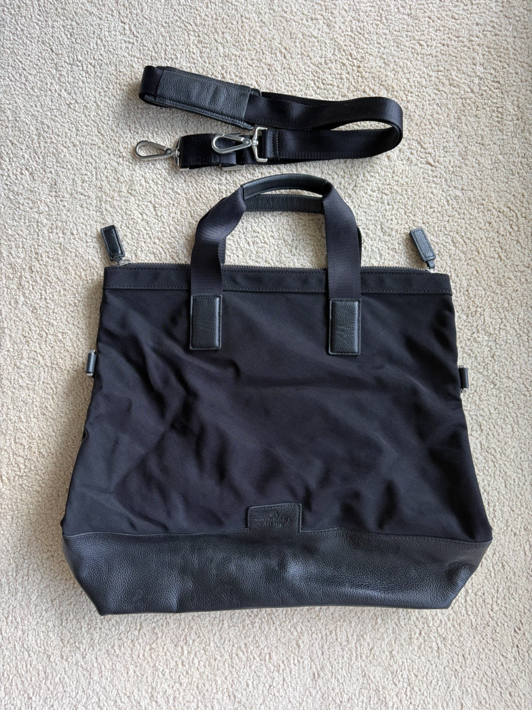 Banana Republic Black Leather and Canvas Tote Bag