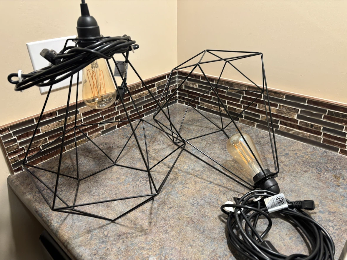 Two IKEA Black Wire Pendant Lights - photo 2