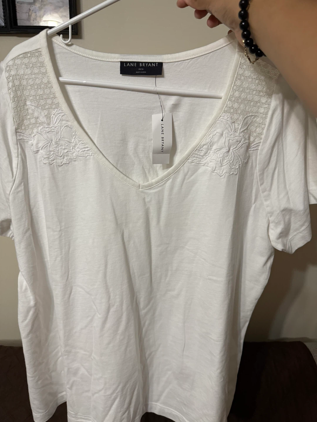 Lane Bryant White V-Neck Top