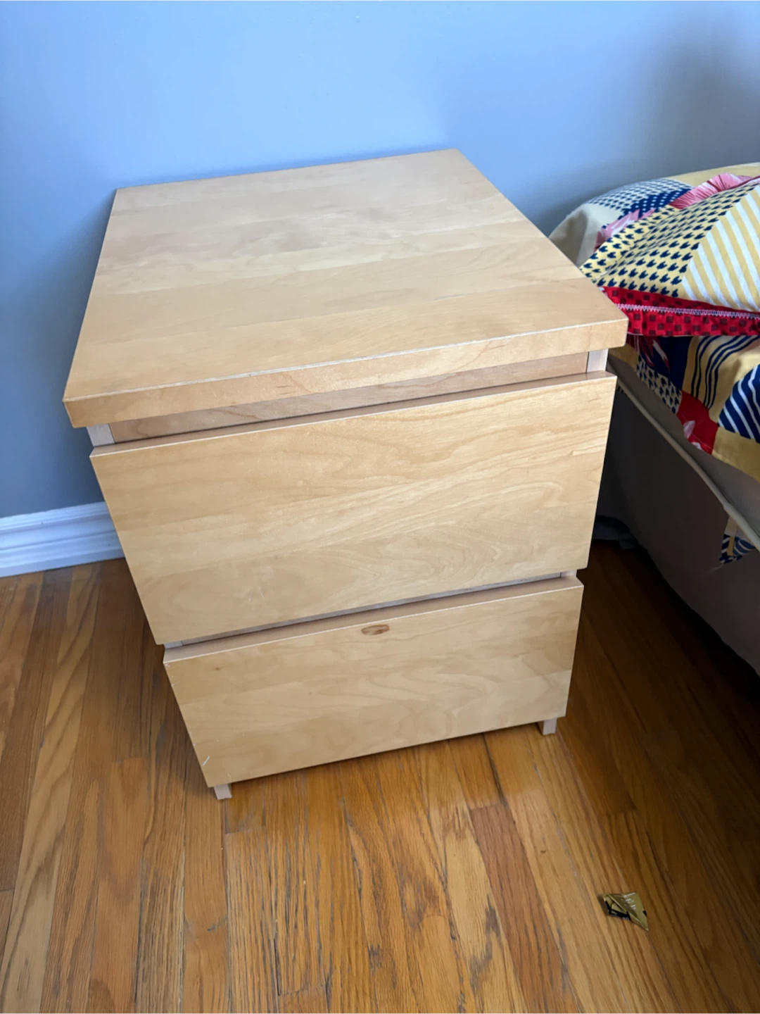 Light Wood Two-Drawer Nightstand