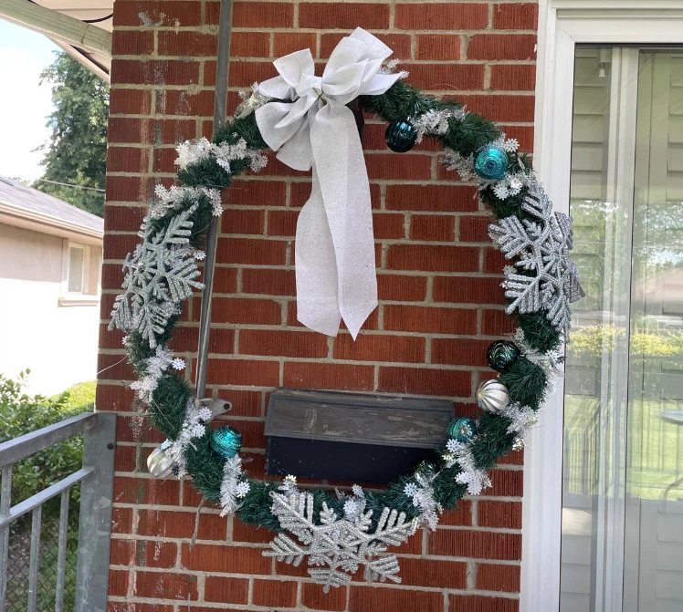 Large Artificial Christmas Wreath and Big Ornaments - photo 2
