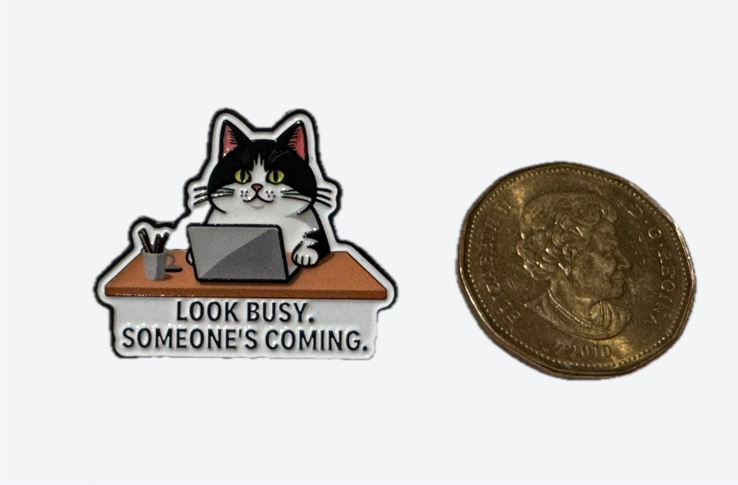 Look Busy Laptop Cat Enamel Pin - photo 2