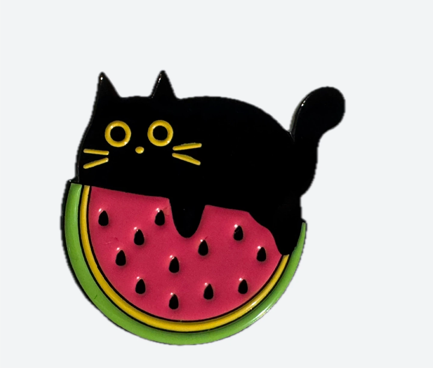 Black Cat and Watermelon Enamel Pin
