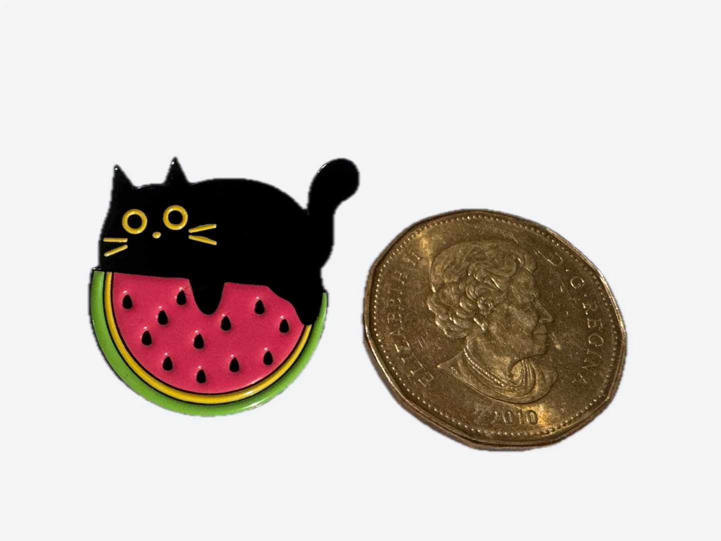 Black Cat and Watermelon Enamel Pin - photo 2