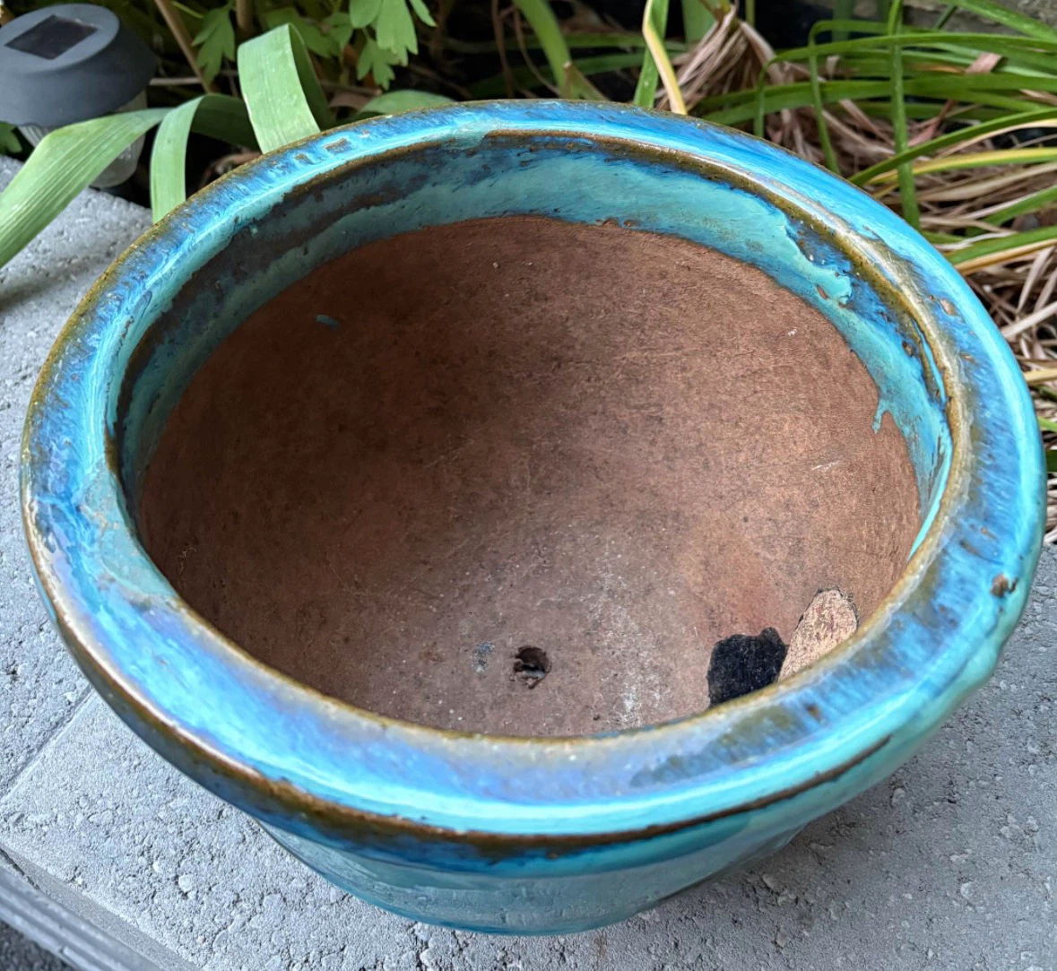 Blue Glazed Ceramic Plant Pot - photo 2