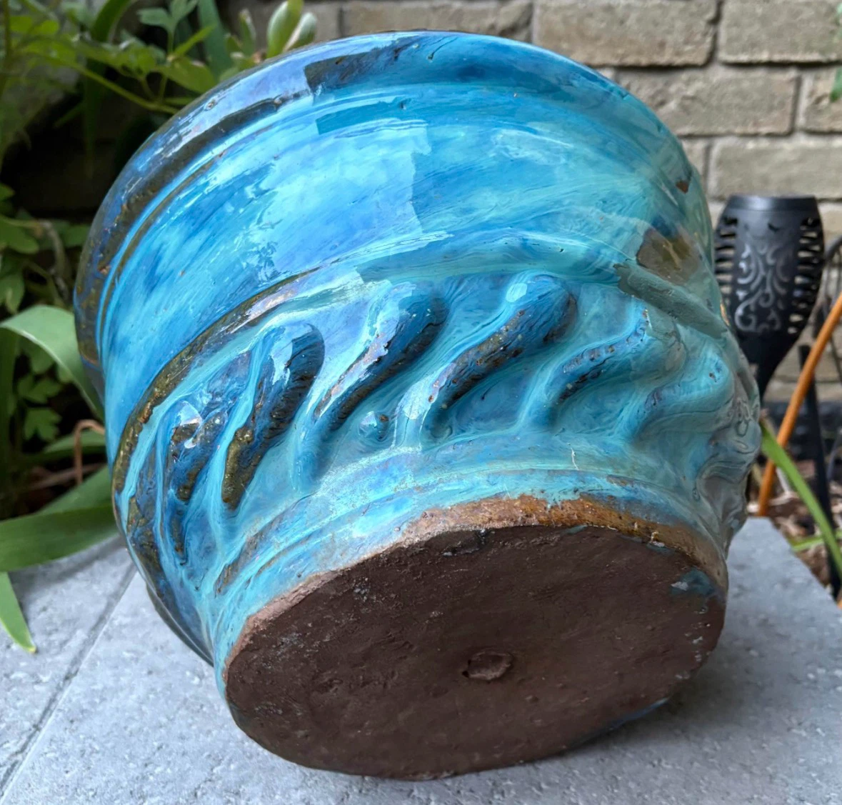 Blue Glazed Ceramic Plant Pot - photo 5