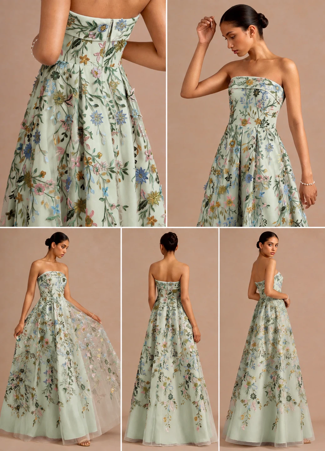 Evangeline 3D Maxi Dress Light Green