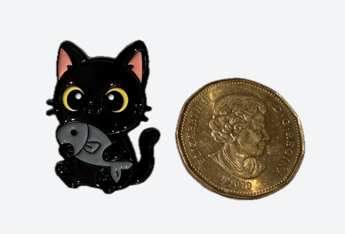 Black Cat with Fish Enamel Pin - photo 2