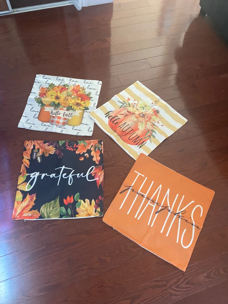 Set of 4 Autumn-Themed Cushion Covers