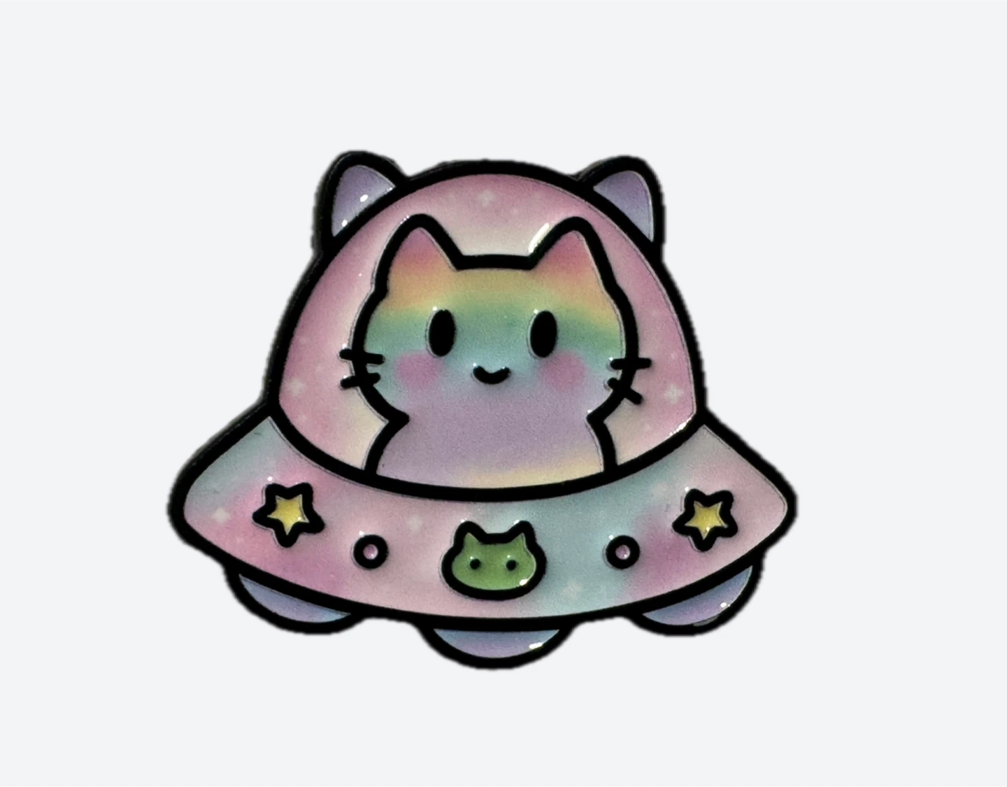 Rainbow UFO Cat Enamel Pin