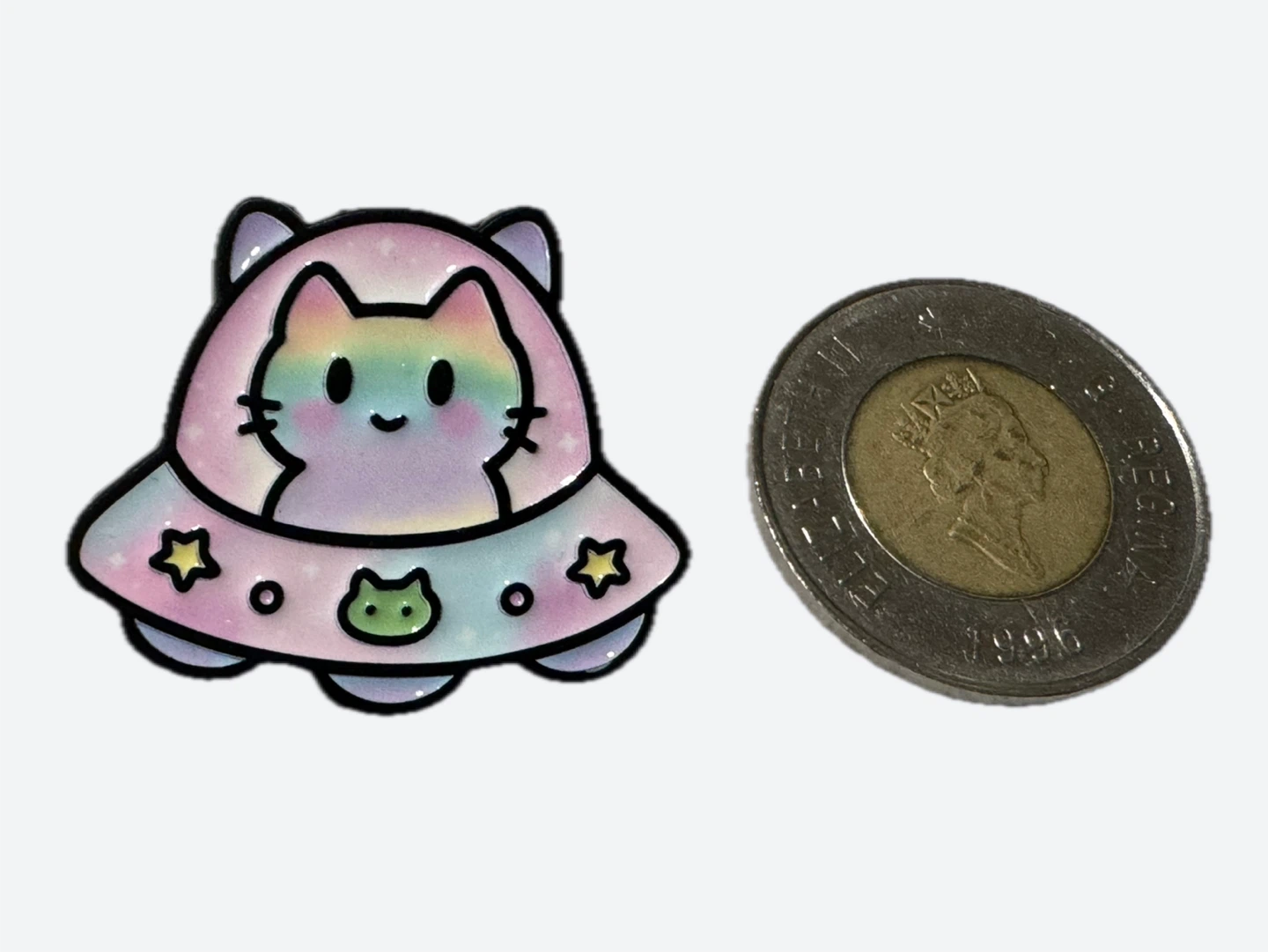 Rainbow UFO Cat Enamel Pin - photo 2