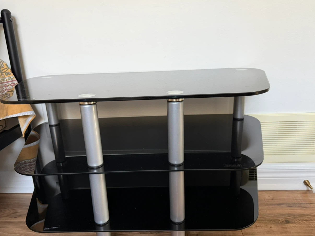 Black Tempered Glass TV Stand