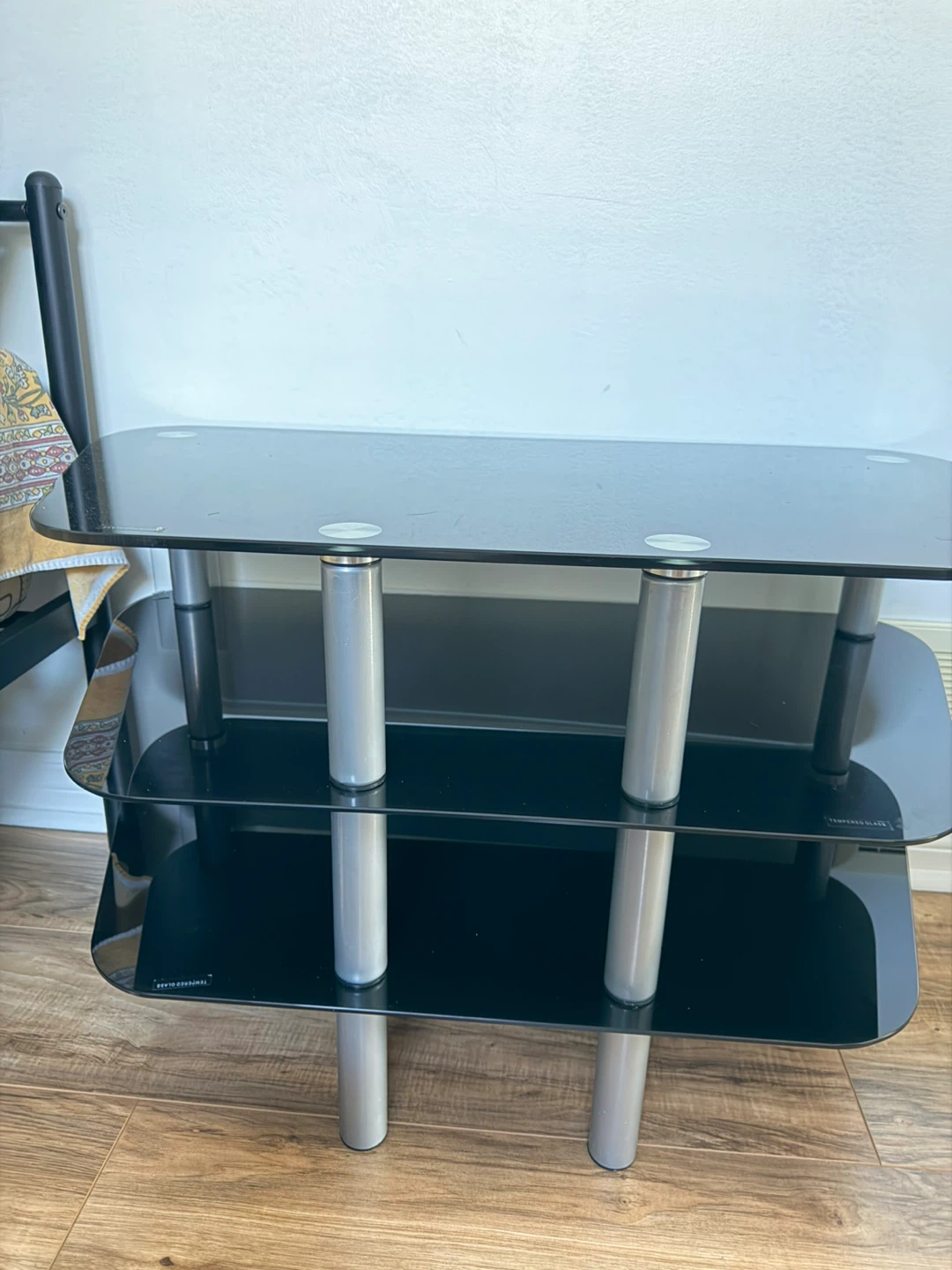 Black Tempered Glass TV Stand - photo 2