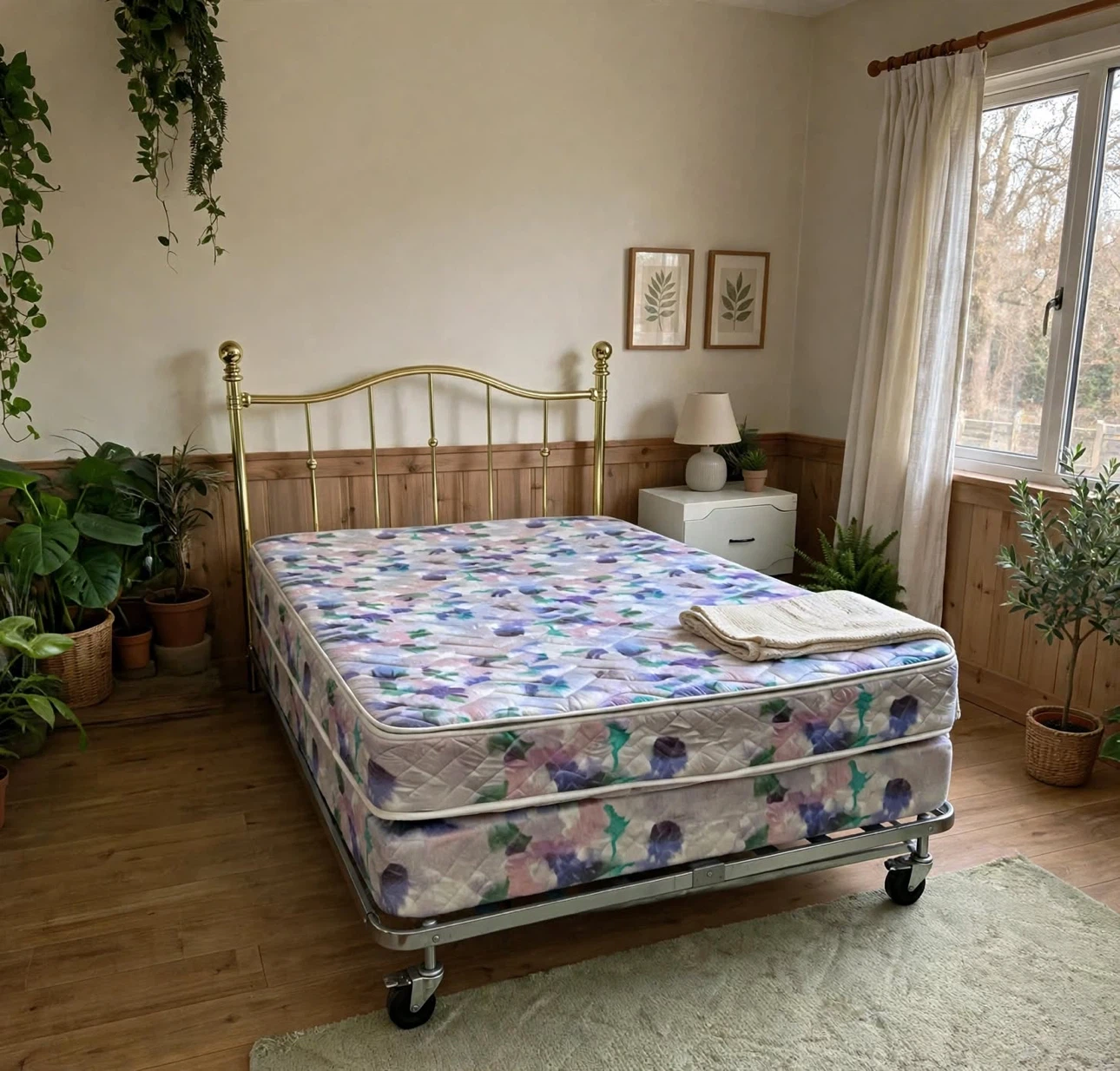 Queen Size Bed Set – Mattress, Box Spring & metal frame included