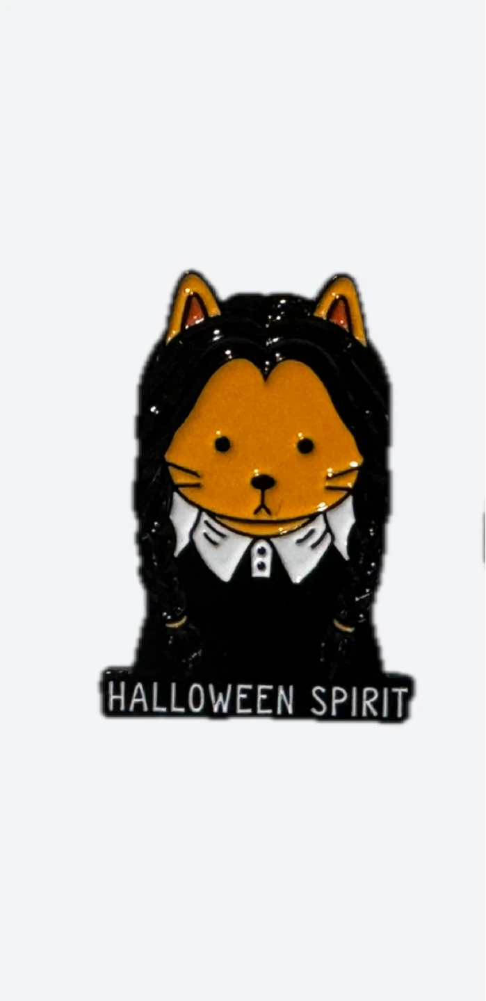 Halloween Spirit Wednesday Cat enamel pin