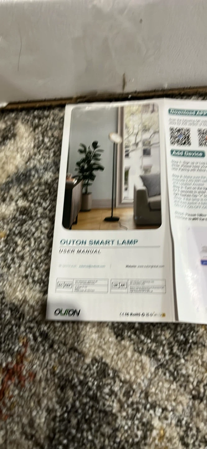 OUTON Modern LED Torchiere Floor Lamp, Black
