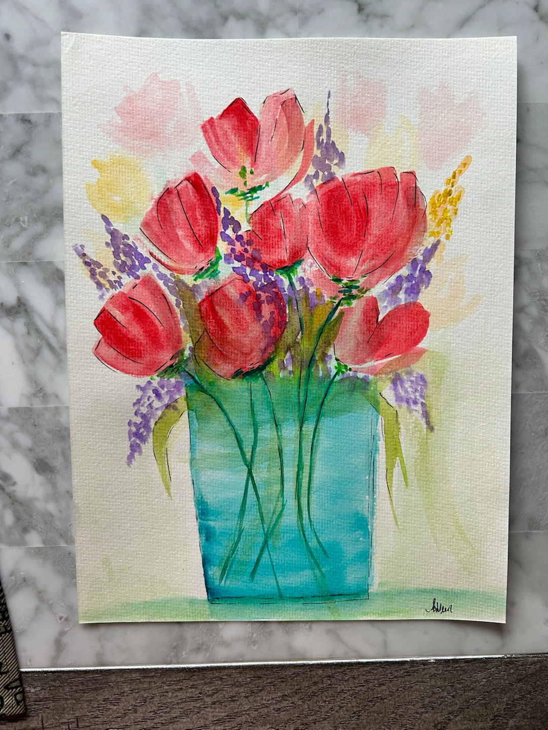 Original Watercolour Floral Painting - photo 2