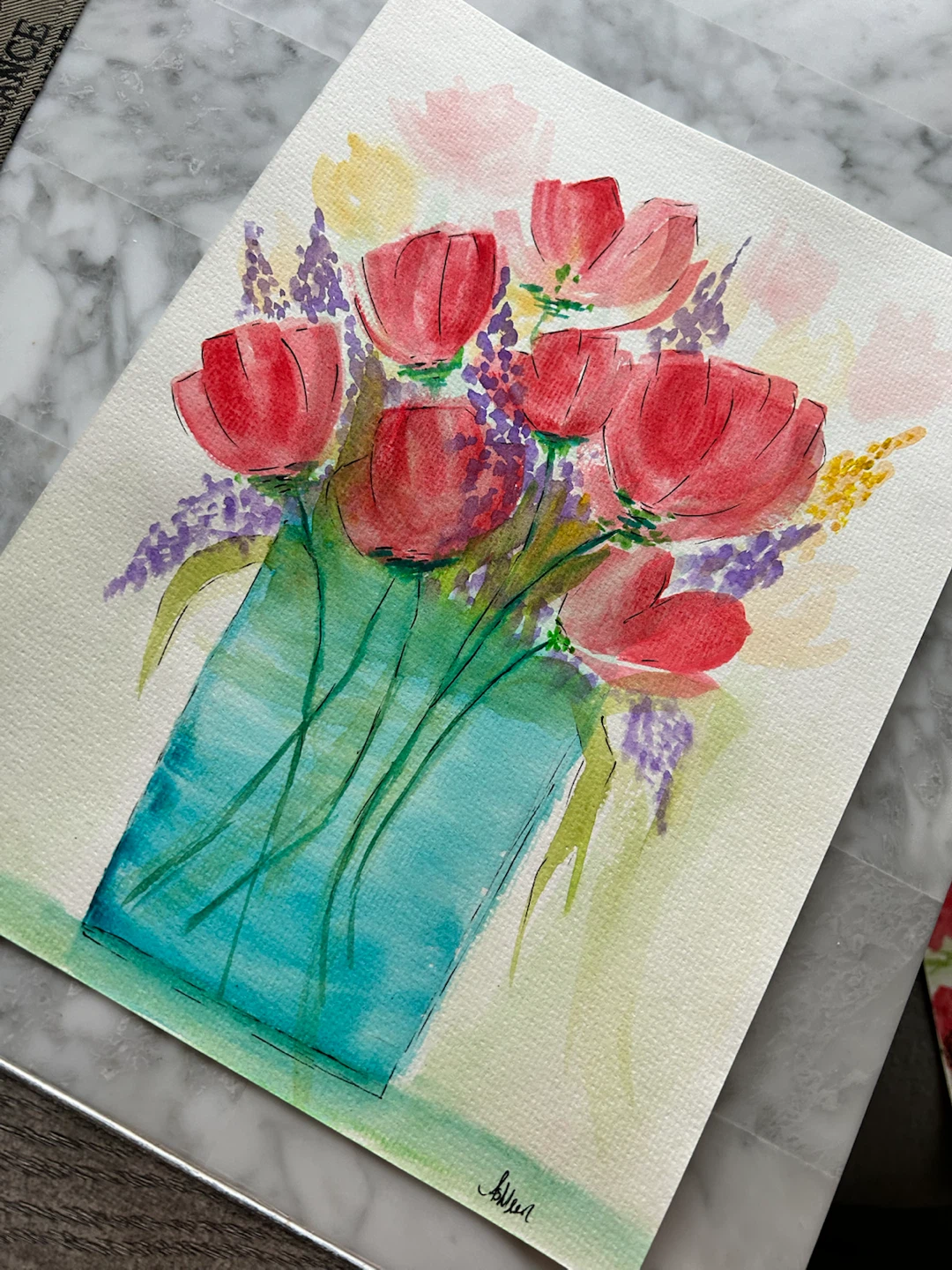Original Watercolour Floral Painting - photo 3
