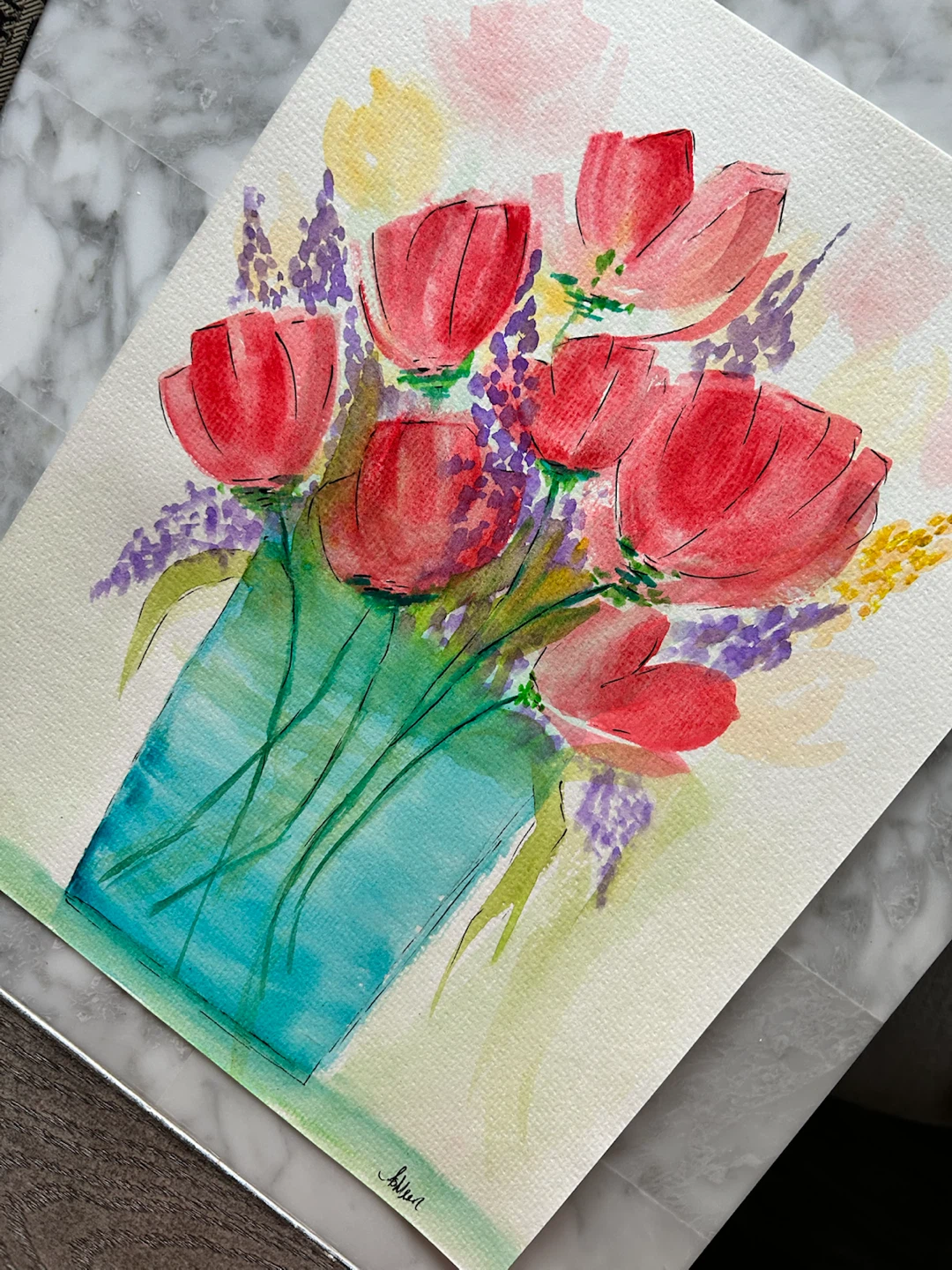 Original Watercolour Floral Painting - photo 5