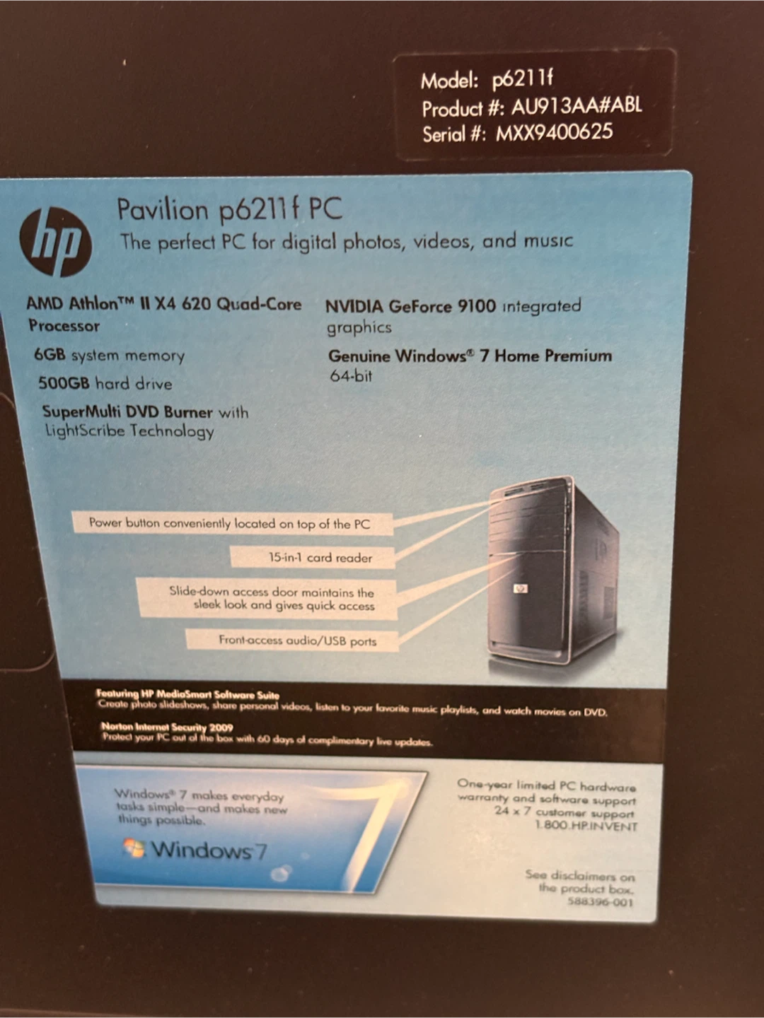 HP Pavilion p6211f Desktop PC with Keyboard and Monitor - photo 5