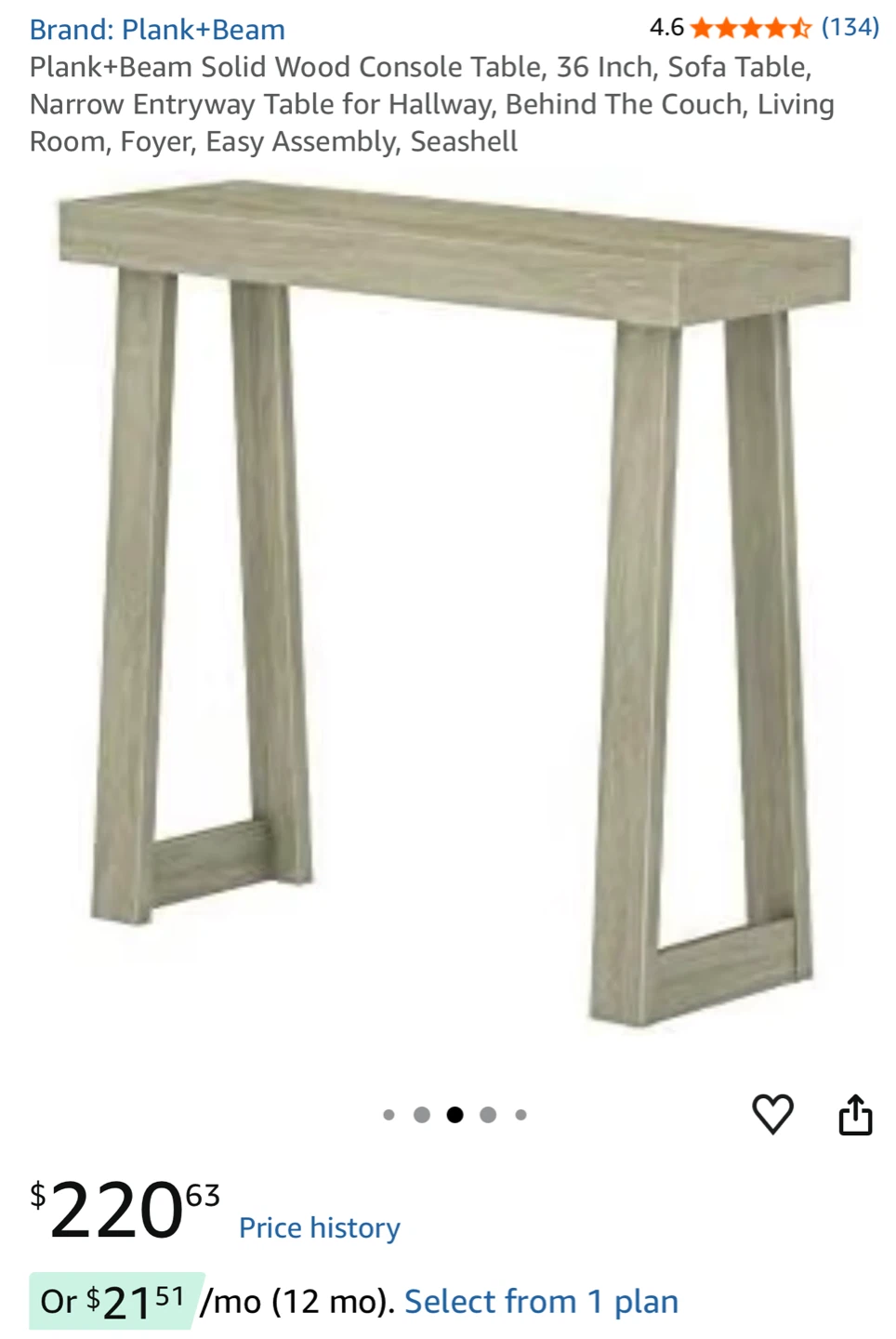 Solid Wood Console Table - photo 2