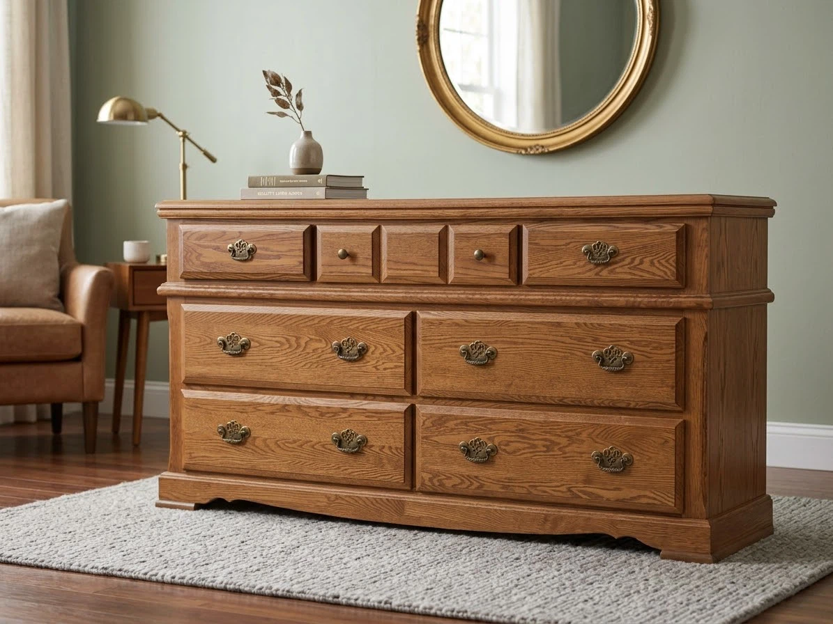 Solid Oak seven-Drawer Dresser