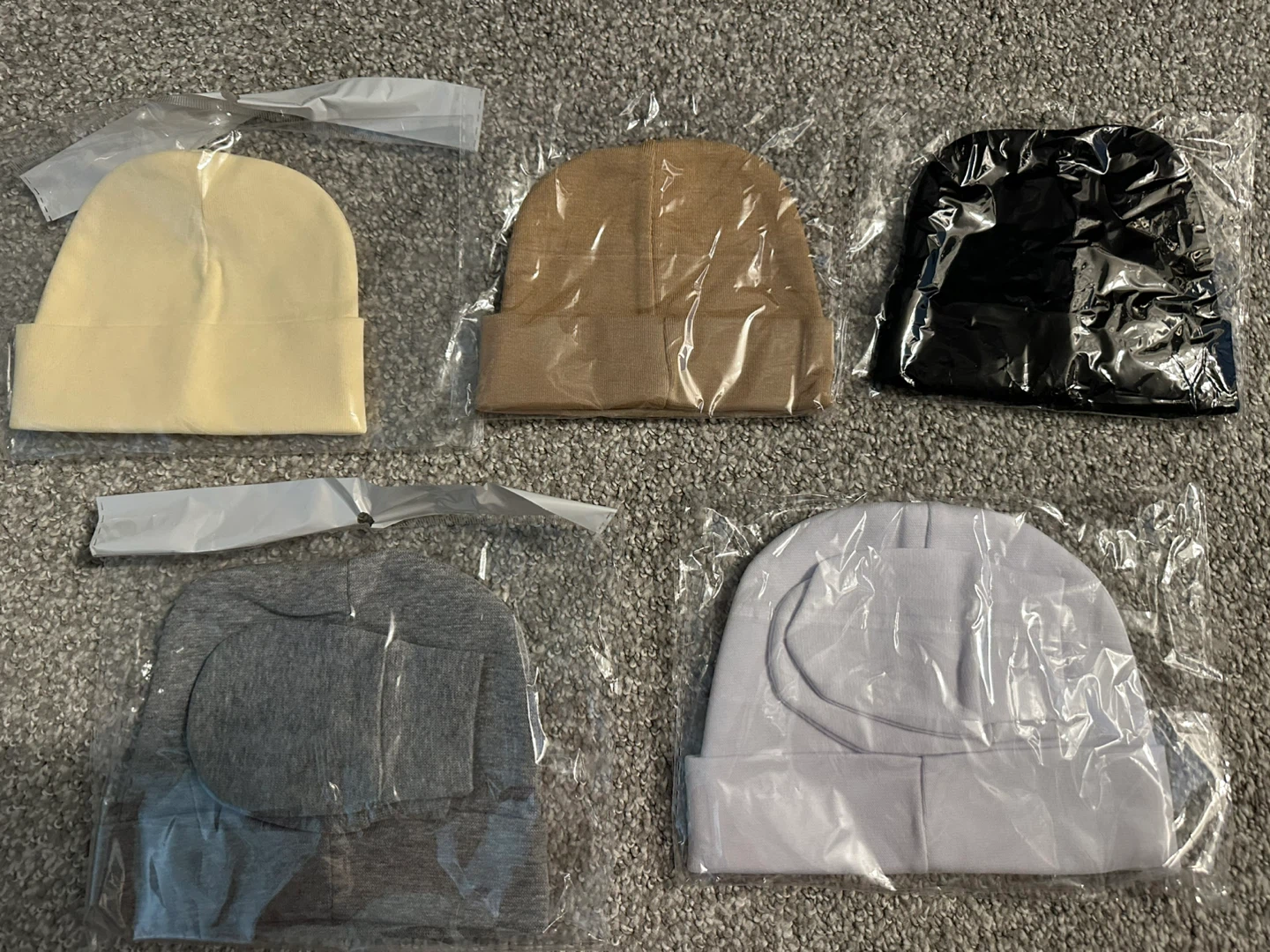 Set of 5 Infant Beanie Hats with Mittens