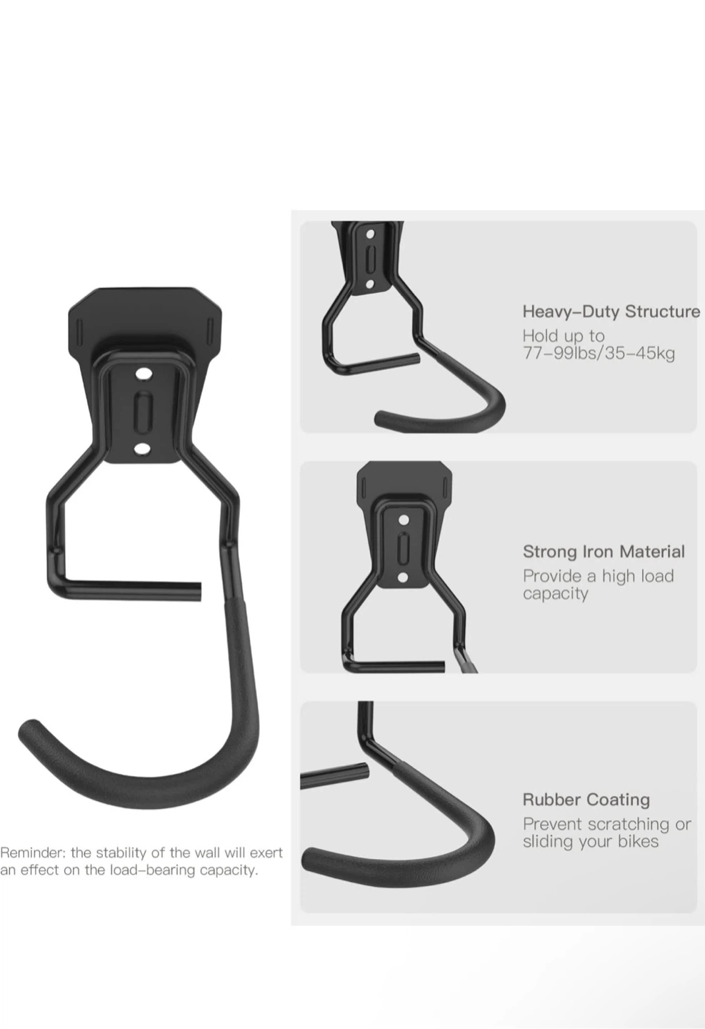 Housolution Bike Wall Mount with Fixed Hook