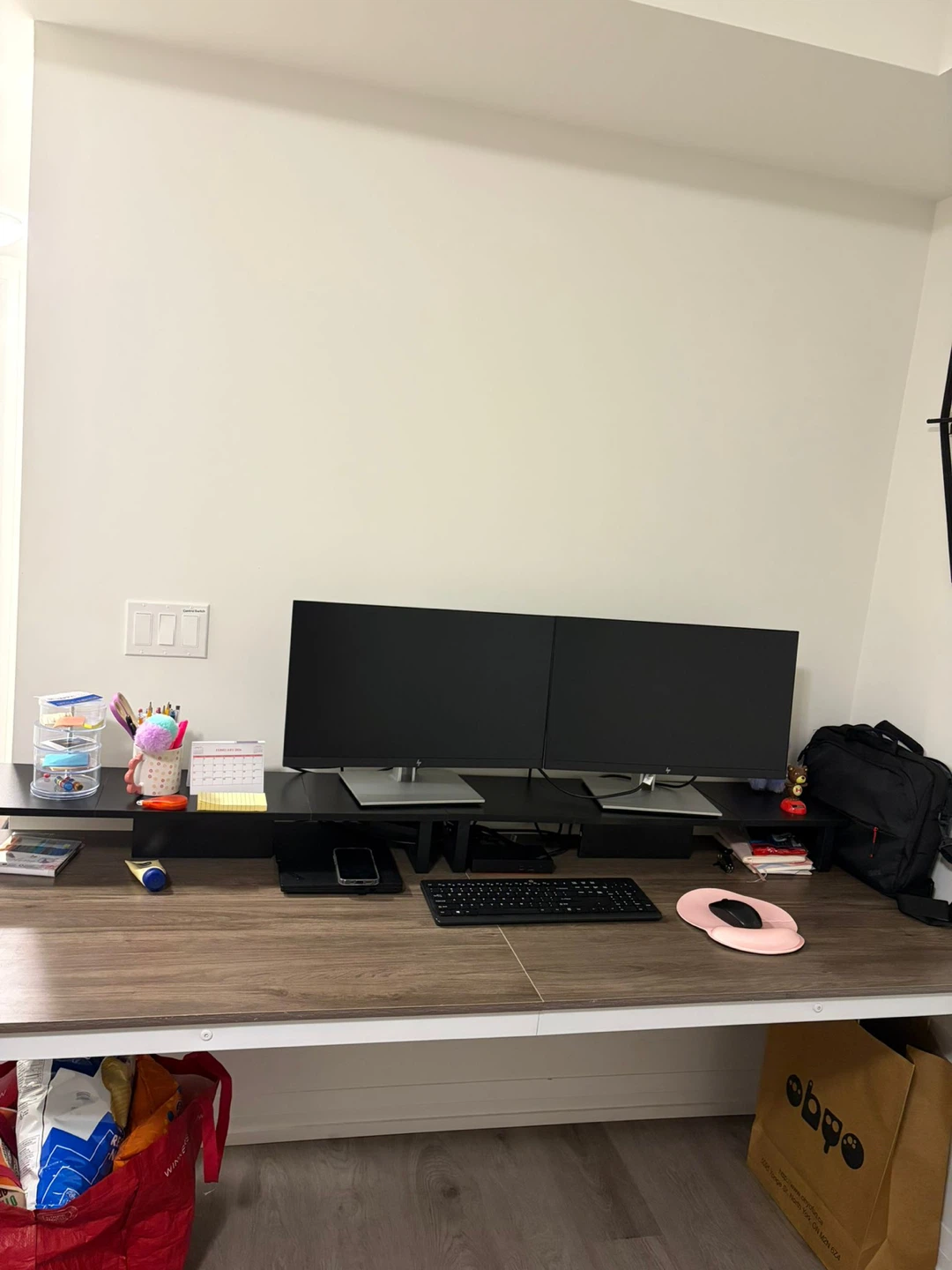 Black Monitor Stand Riser and desk