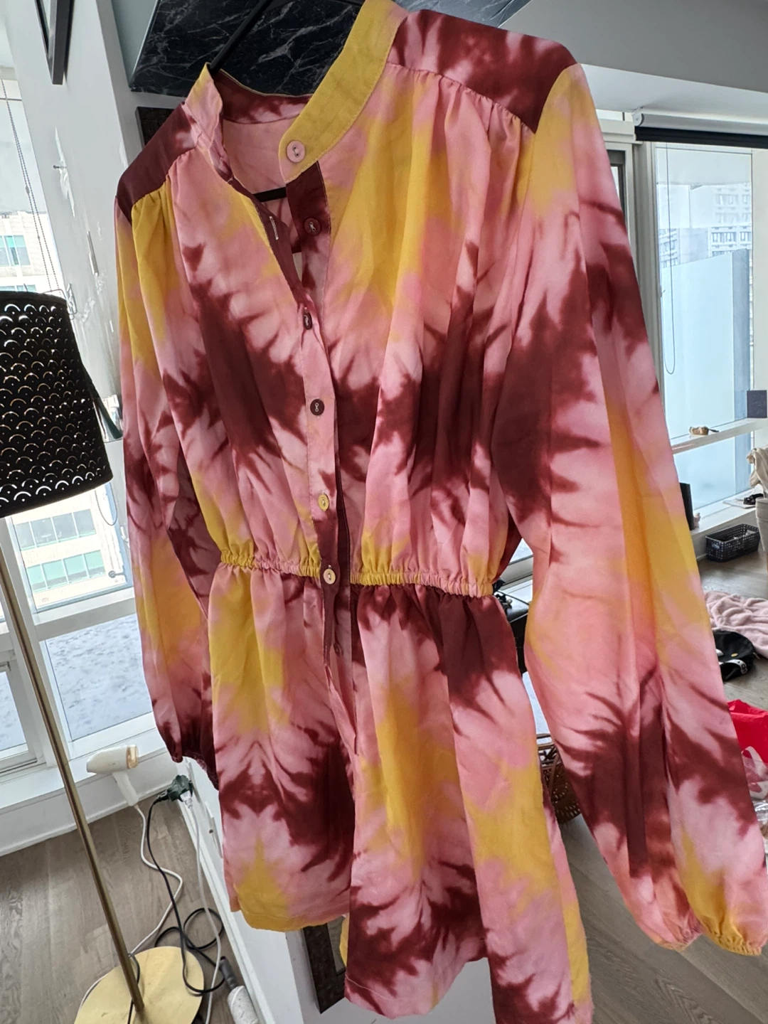 Tie-Dye Long-Sleeve Shirt Jumpsuit - photo 2